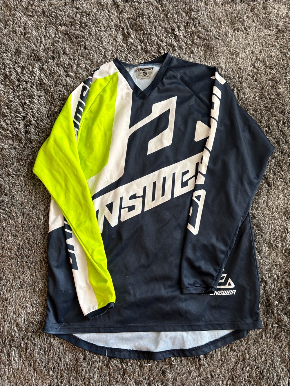 Answer Racing Long Sleeve Jersey in Navy, White & Neon Yellow